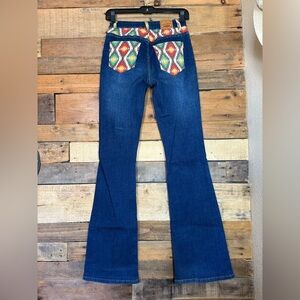 RANCH DRESS'N WOMEN'S HAYES SOUTHWESTERN POCKET BOOTCUT JEANS size XS‎ 25.